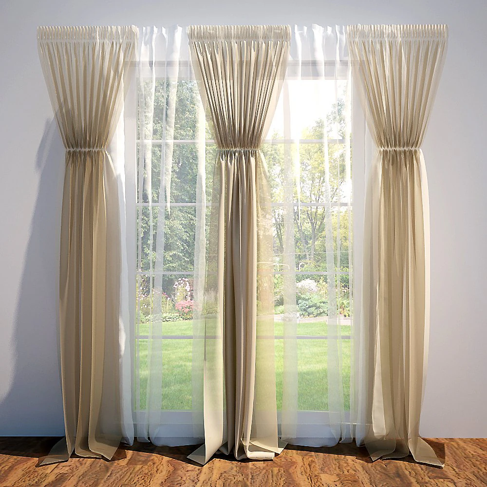 curtains and blinds beige 3D Model .c4d .max .obj .3ds .fbx .stl .blend