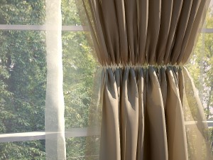 curtains and blinds beige Model 3D