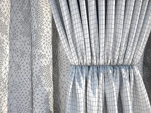 curtains and blinds beige 3D Model