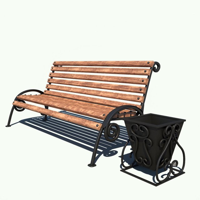 bench wood 3D 모델 .c4d .max .obj .3ds .fbx .stl .blend 