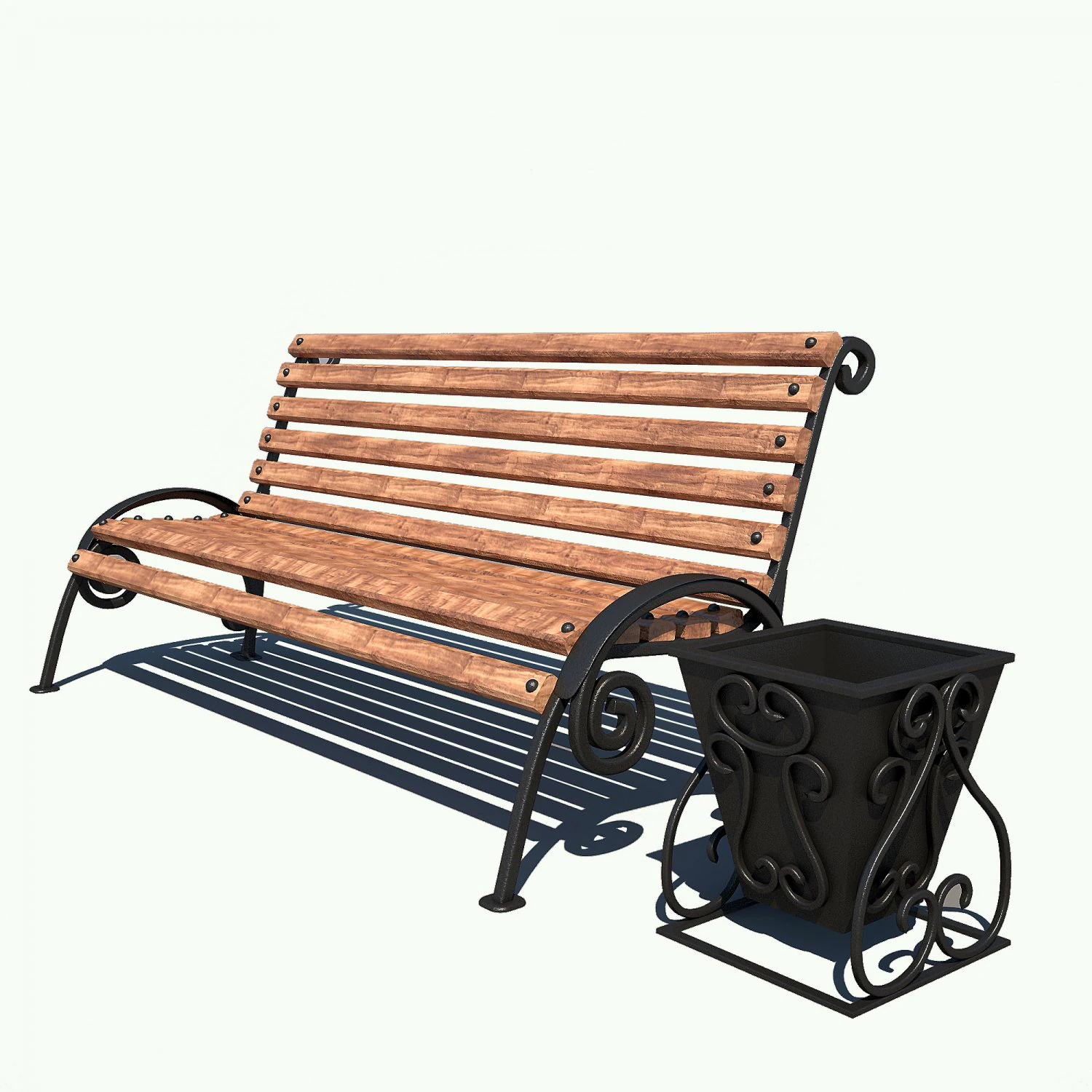 bench wood 3D Model .c4d .max .obj .3ds .fbx .stl .blend