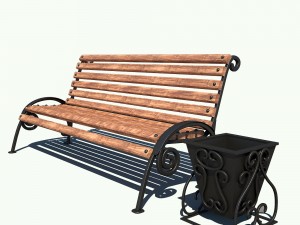 bench wood 3D Модель