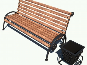 bench wood 3D 모델