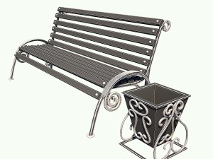 bench wood 3D 모델