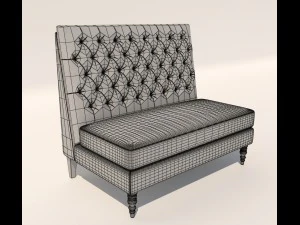 pri tucra velvet skylark upholstered banquette 3D Model