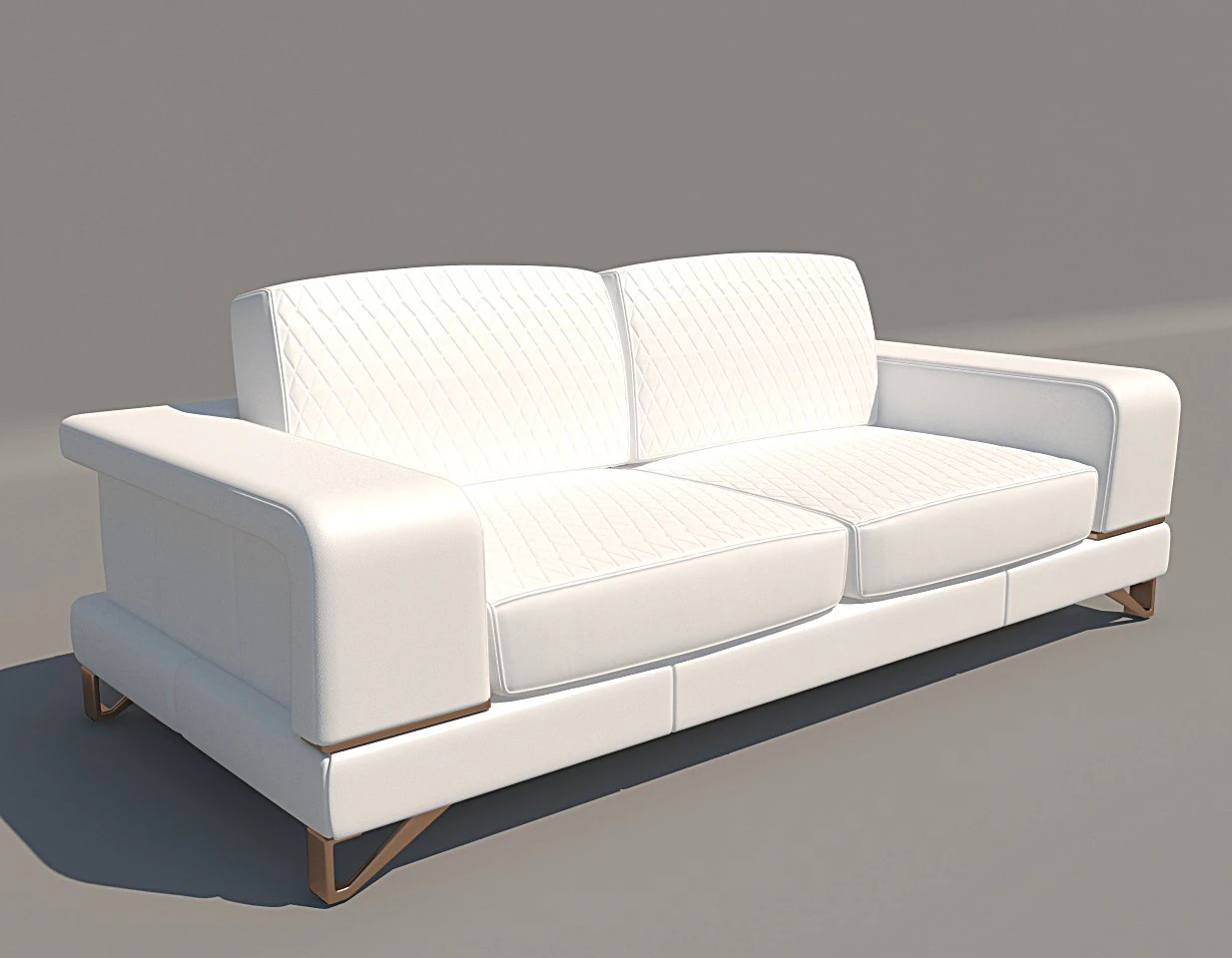 bianca leather standard sofa in white rose gold 3D Model .c4d .max .obj .3ds .fbx .stl .blend