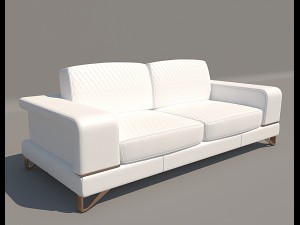 bianca leather standard sofa in white rose gold 3D-Modell