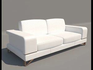 bianca leather standard sofa in white rose gold 3D Model