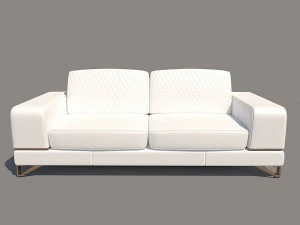 bianca leather standard sofa in white rose gold 3D Model