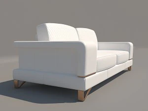 bianca leather standard sofa in white rose gold 3D Model