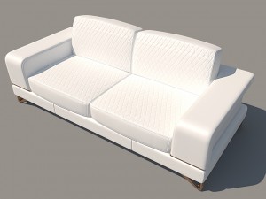 bianca leather standard sofa in white rose gold Modèle 3D