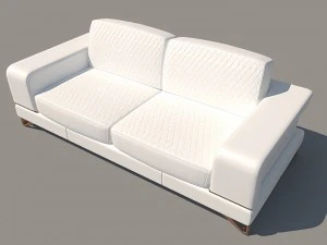 bianca leather standard sofa in white rose gold 3D Model