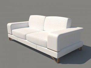 bianca leather standard sofa in white rose gold 3D Model