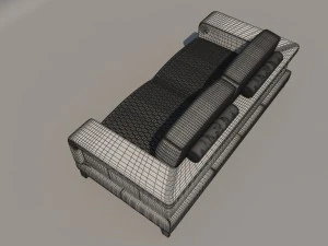 bianca leather standard sofa in white rose gold 3D Model