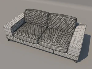 bianca leather standard sofa in white rose gold 3D Model