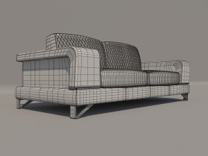 bianca leather standard sofa in white rose gold Modèle 3D