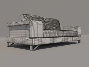 bianca leather standard sofa in white rose gold 3D Model