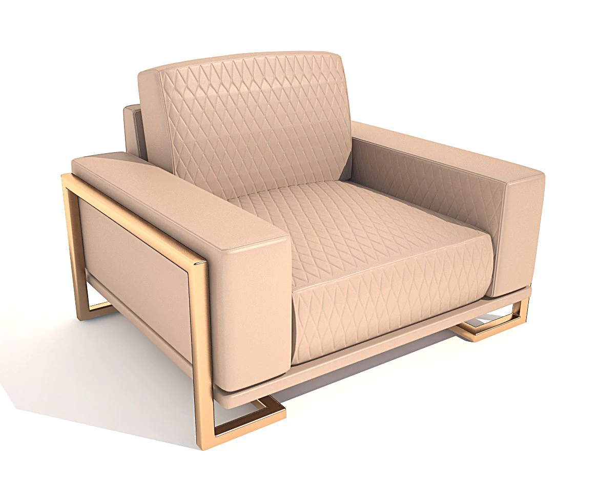 gianna leather chairhalf in peach rosegold 3D Model .c4d .max .obj .3ds .fbx .stl .blend 