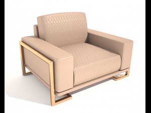 gianna leather chairhalf in peach rosegold 3D Model