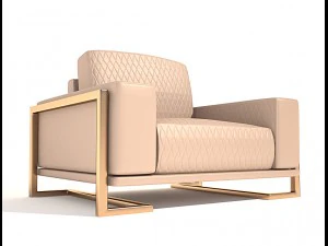 gianna leather chairhalf in peach rosegold 3D Model