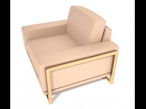 gianna leather chairhalf in peach rosegold 3D Model