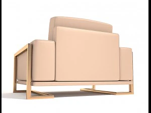 gianna leather chairhalf in peach rosegold 3D Model
