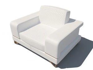 bianca leather chair and half in white rose gold 3D Model