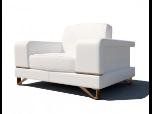 bianca leather chair and half in white rose gold 3D Model