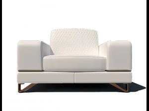 bianca leather chair and half in white rose gold 3D Model