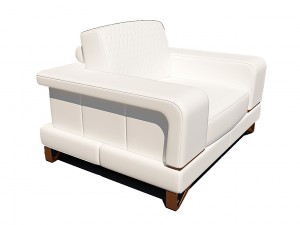 bianca leather chair and half in white rose gold Modello 3D