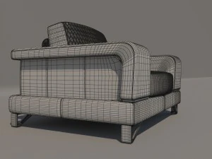 bianca leather chair and half in white rose gold 3D Model