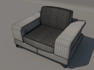bianca leather chair and half in white rose gold 3D Model