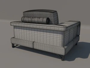 bianca leather chair and half in white rose gold 3D Model
