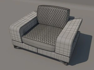 bianca leather chair and half in white rose gold 3D Model