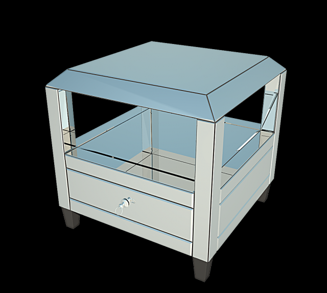 montreal mirrored square accent table w-drawer 3D-Modell .c4d .max .obj .3ds .fbx .stl .blend 