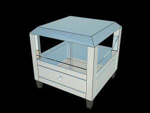 montreal mirrored square accent table w-drawer 3D 模型