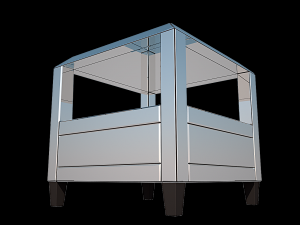 montreal mirrored square accent table w-drawer 3D-Modell