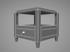 montreal mirrored square accent table w-drawer 3D-Modell