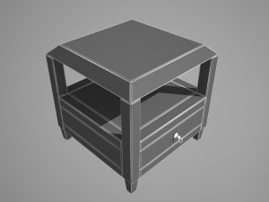montreal mirrored square accent table w-drawer 3D-Modell