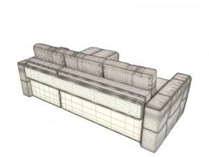 sofa renata pufetta red 3D Model