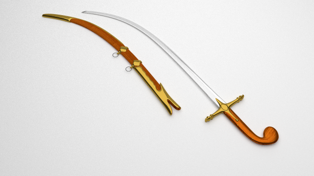 mongol sword Modèle 3D .c4d .max .obj .3ds .fbx .stl .blend
