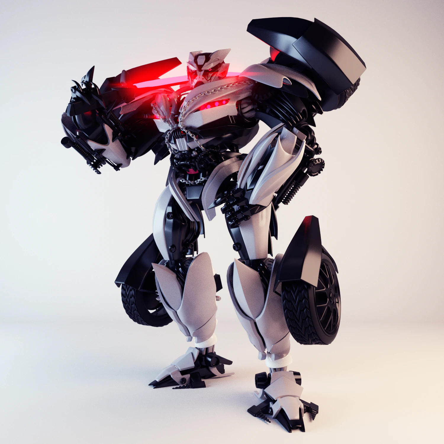 robot car white 3D Model .c4d .max .obj .3ds .fbx .stl .blend 