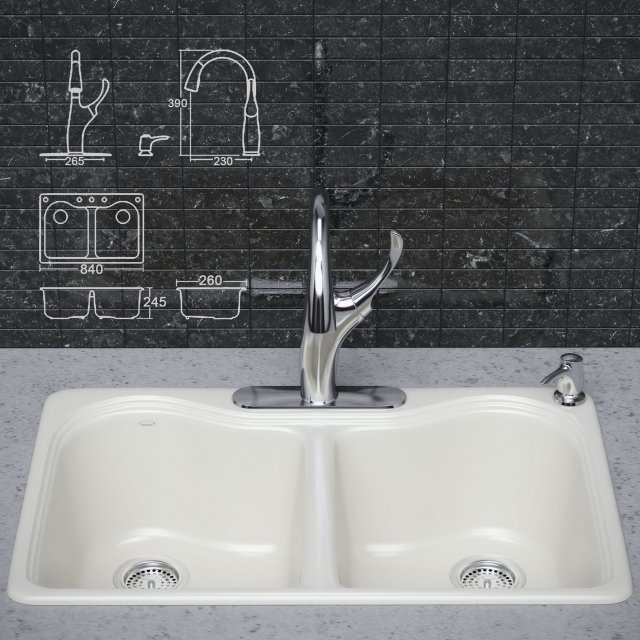 kitchen faucet and sink kohler Model 3D .c4d .max .obj .3ds .fbx .stl .blend 
