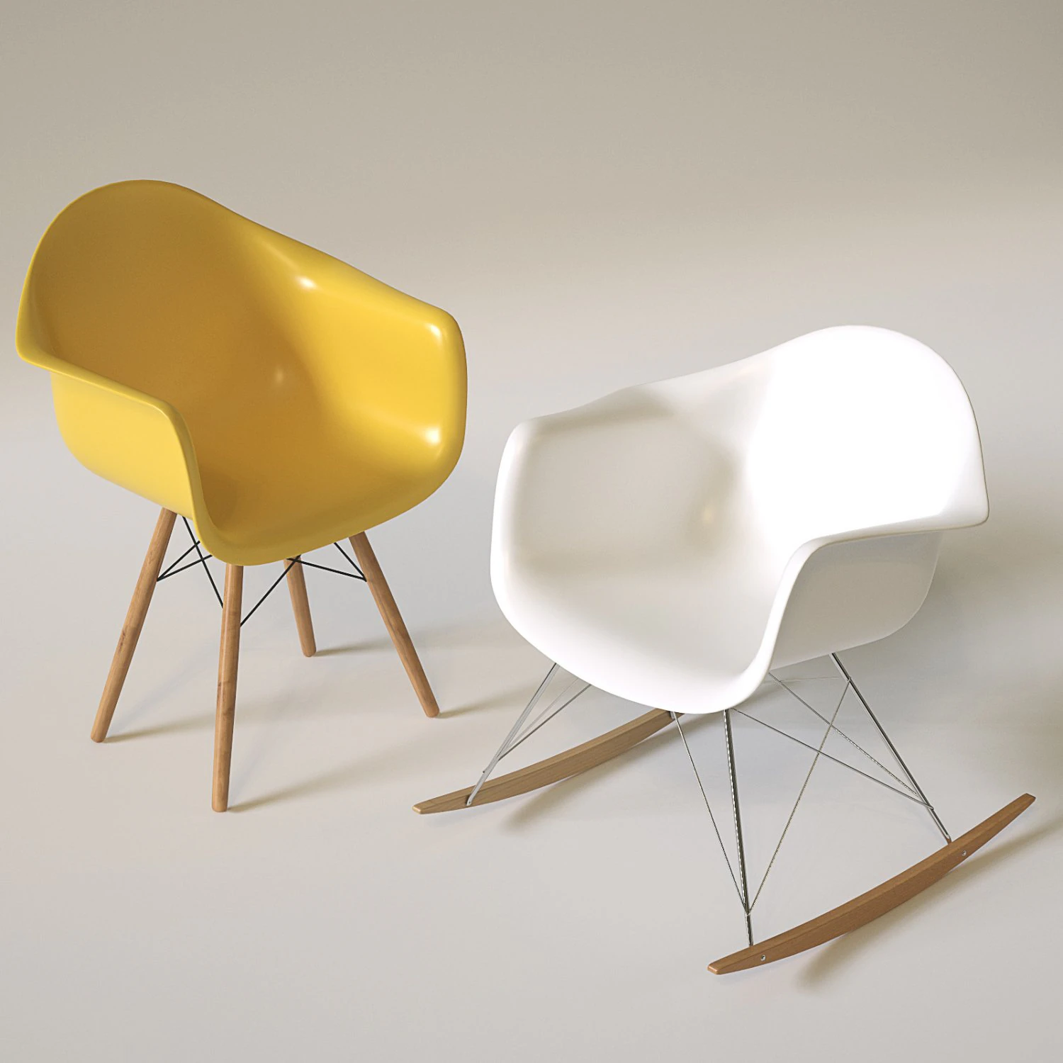 white and yellow chairs 3D Model .c4d .max .obj .3ds .fbx .stl .blend