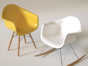 white and yellow chairs 3D Model