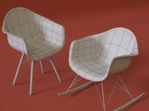 white and yellow chairs 3D Model