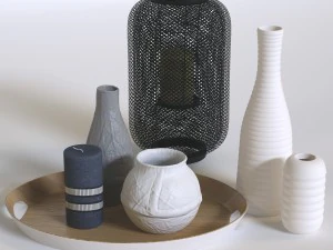 मोमबत्ती दीपक और फूलदान 3D मॉडल