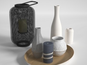 candle lamp and vases Modèle 3D