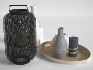 candle lamp and vases Modèle 3D