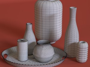 candle lamp and vases Modèle 3D